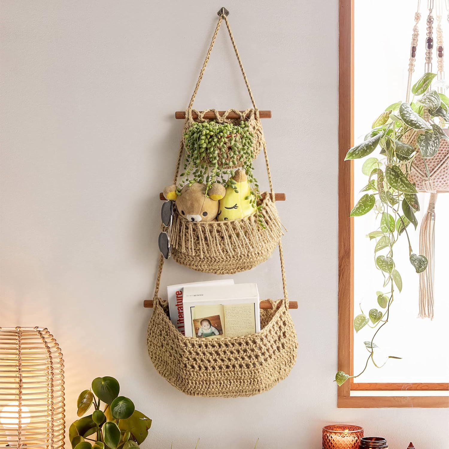 Horpait Hanging Fruit Basket 3 Tier Organizer