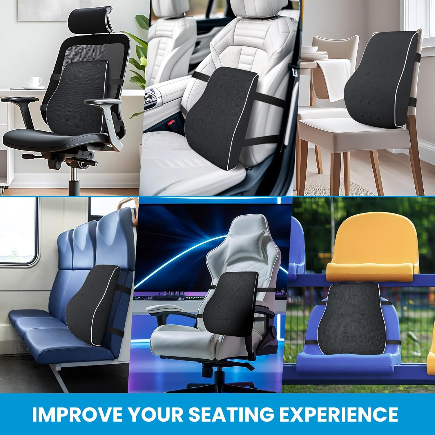 QUTOOL Lumbar Support Pillow for Office Chair and Car Seat