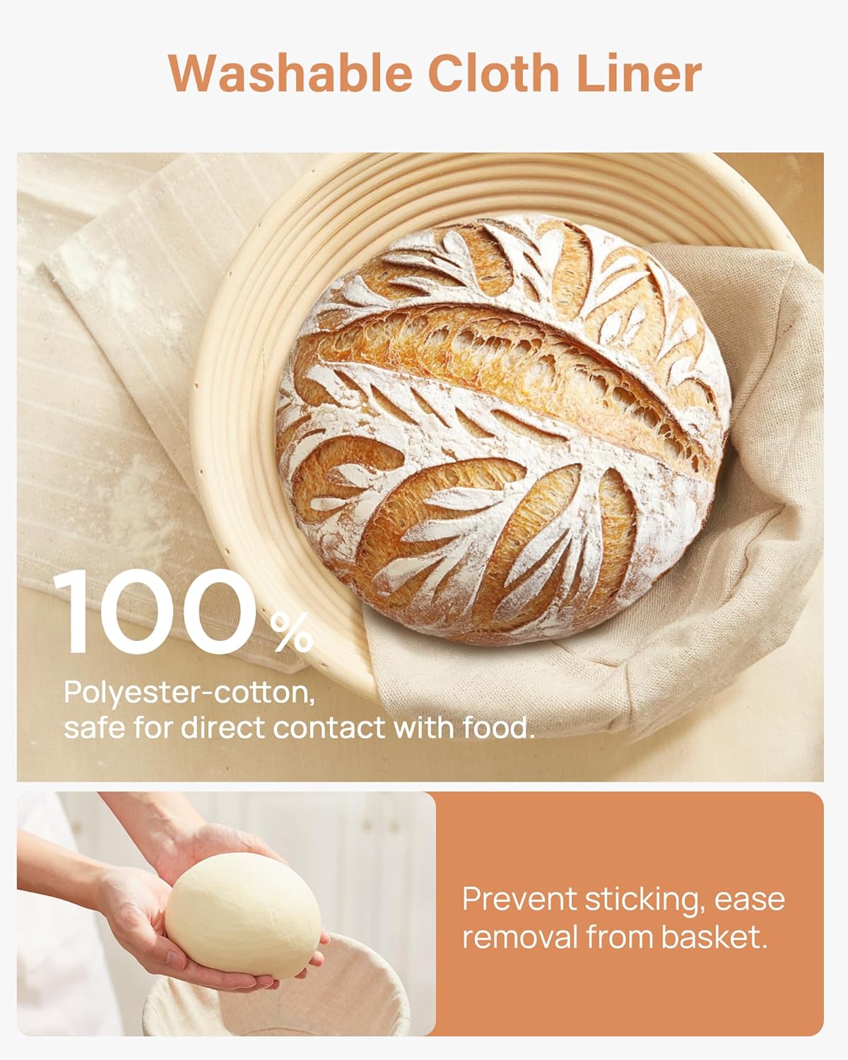 Kootek Banneton Proofing Basket Set with Dough Whisk and Lame
