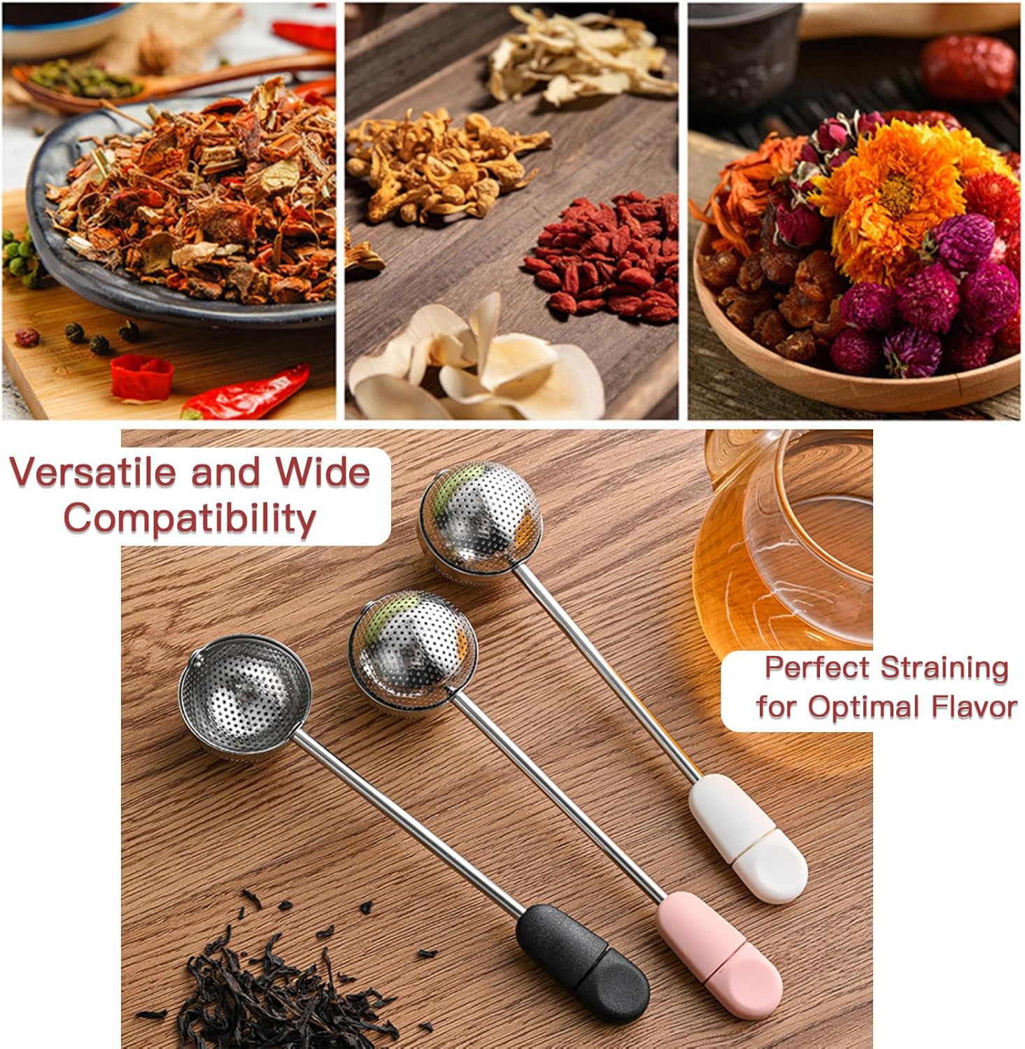 2 Pack Stainless Steel Mesh Tea Ball Infuser Black and White