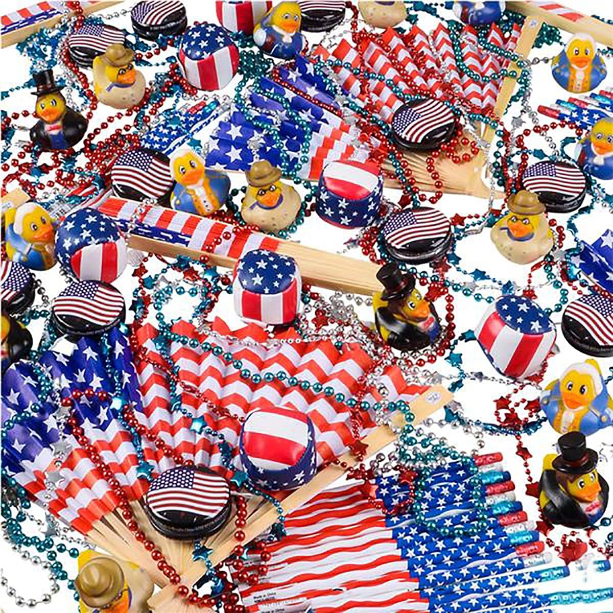 4Es Novelty 72 Patriotic Bead Necklaces Bulk Pack