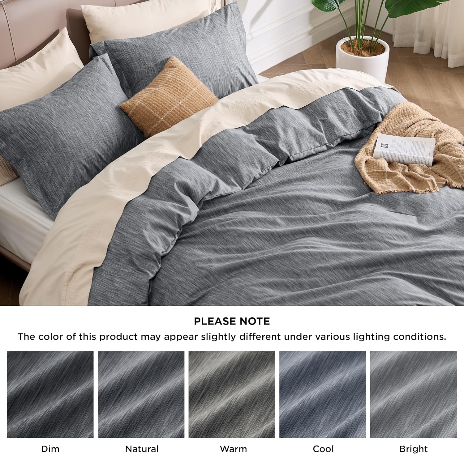 Bedsure King Duvet Cover Set - 3 Piece with Zipper Closure and Cationic Print