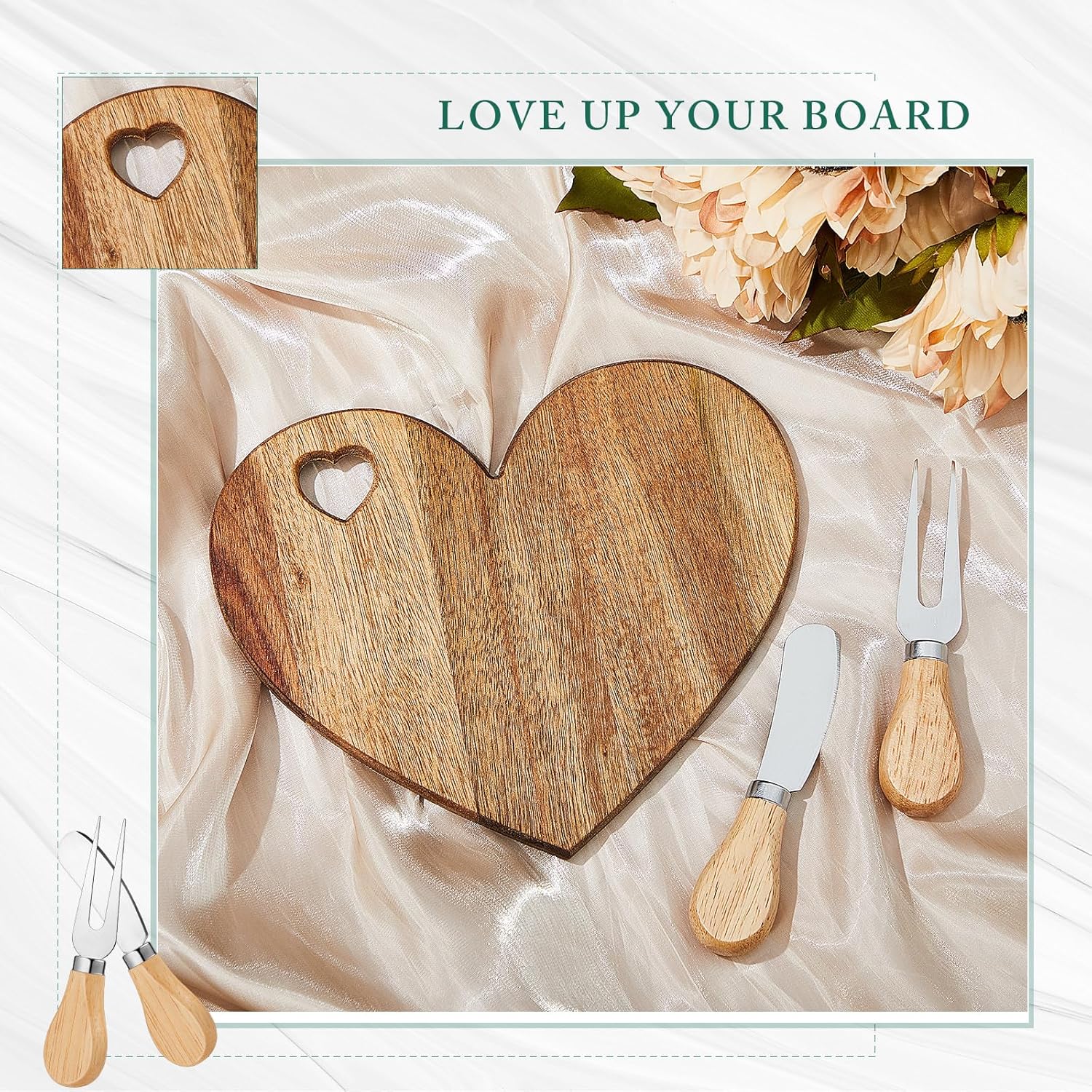 Patelai 36 Set Bridal Shower Favor Heart Cheese Board Set