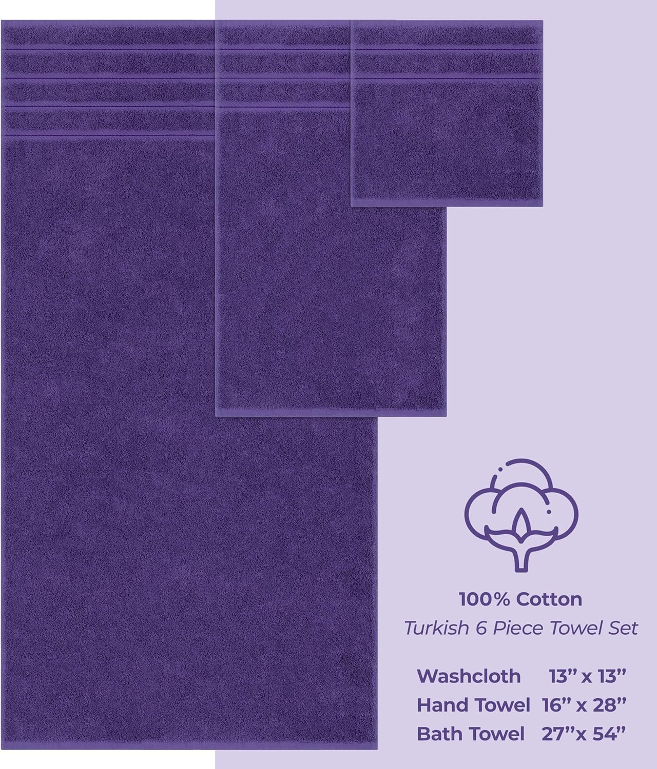 American Soft Linen Purple 6 Piece Towel Set