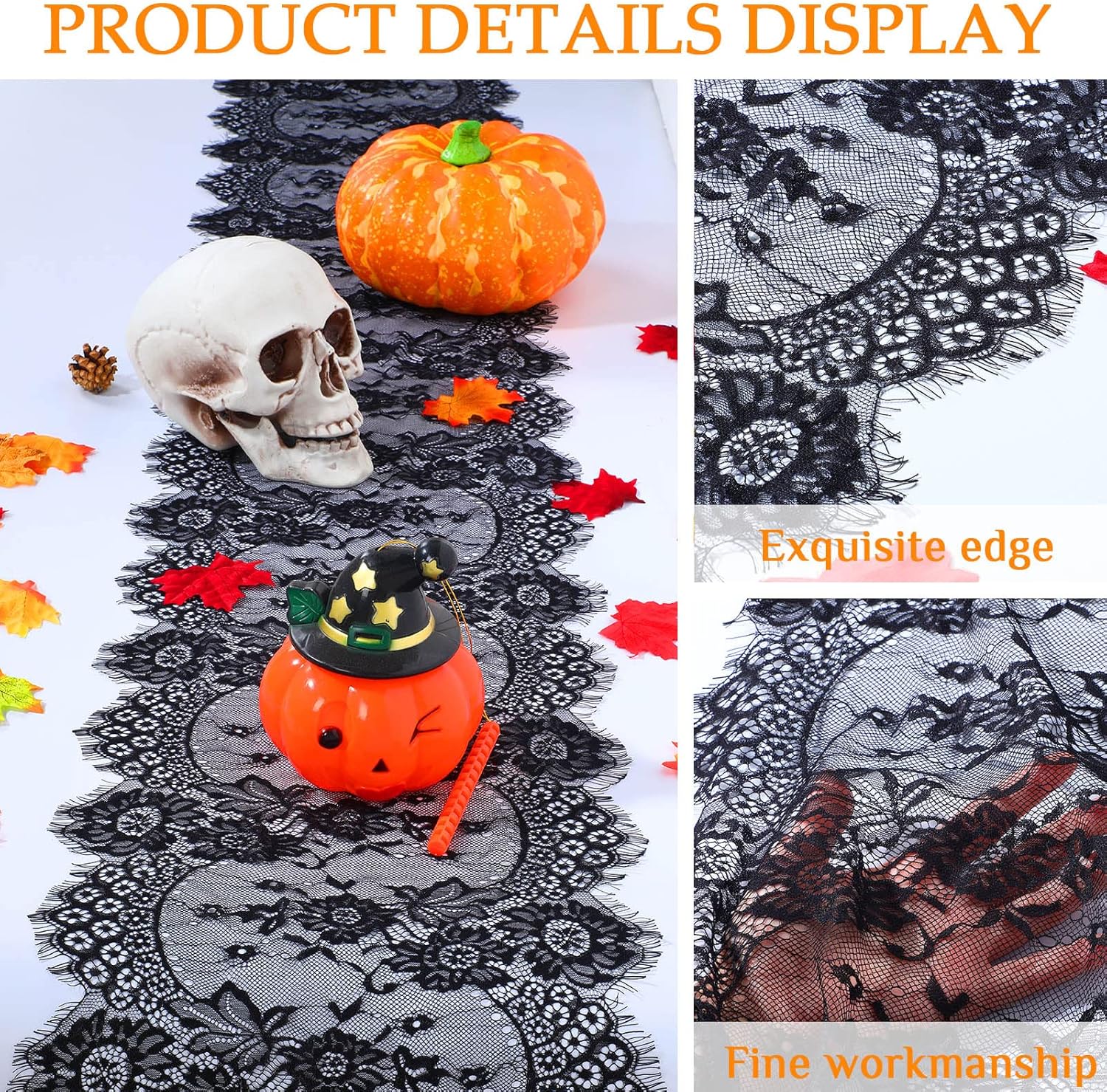 Chumia 12 Pcs Black Lace Table Runners Rustic Wedding Decor