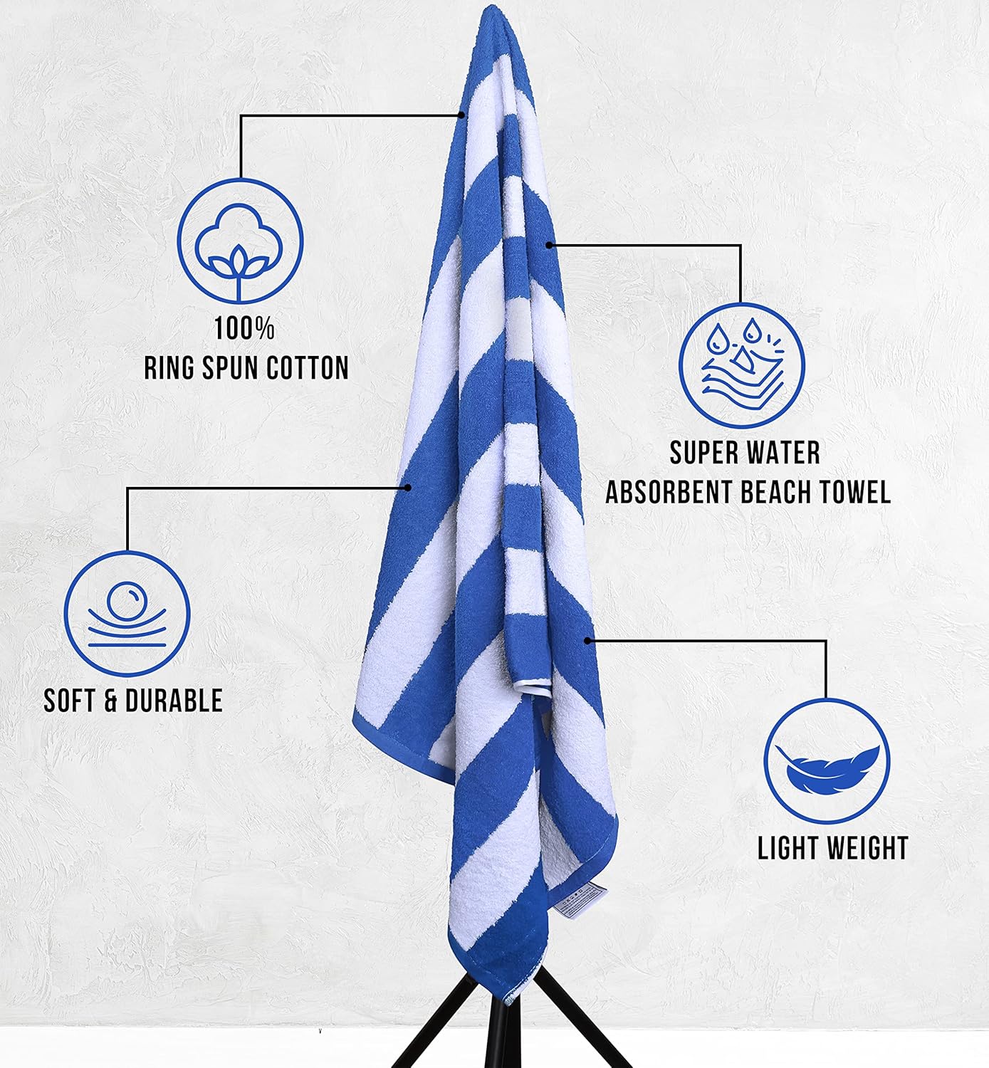 Utopia Towels 4 Pack Cabana Stripe Beach Towels 30x60 Inches
