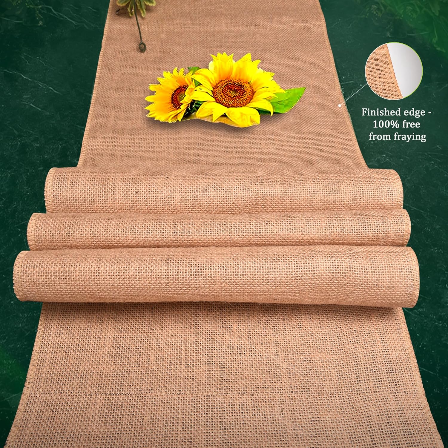 FIBEUSION Burlap Table Runner 6 Inch x 30 Ft