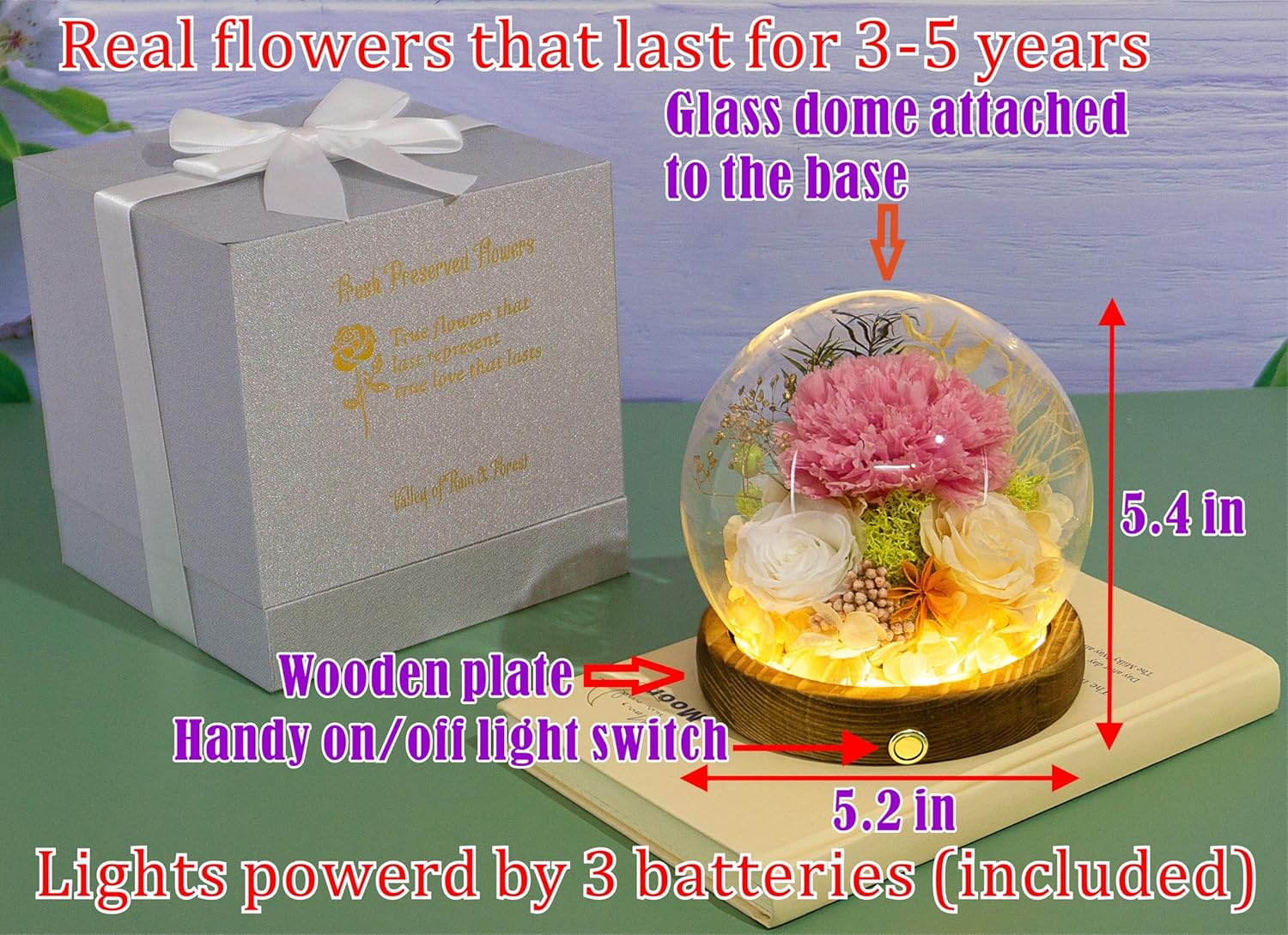 Valley of Rain Forest Preserved Flowers Gift Set