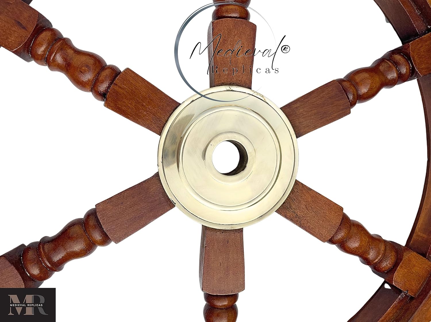 Medieval Replicas Ship Wheel Wooden 24 Inch Brown
