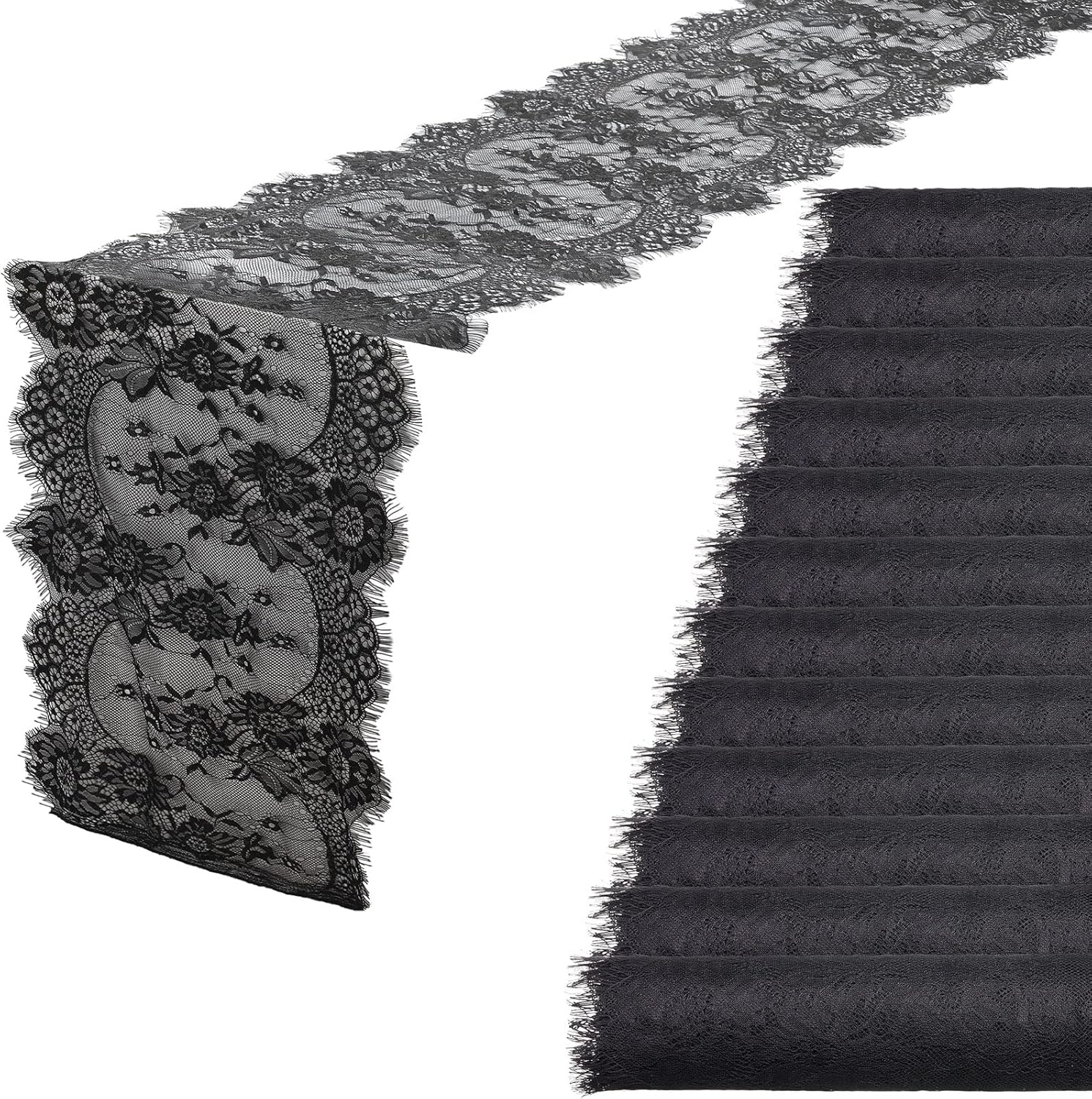 Chumia 12 Pcs Black Lace Table Runners Rustic Wedding Decor