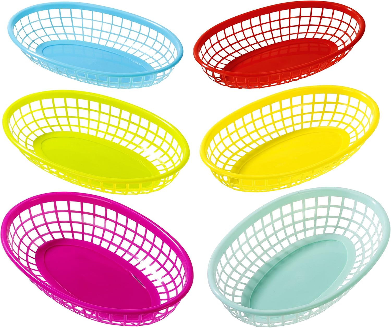 Cuban Fiesta Multicolor Plastic Food Baskets 6 Pack
