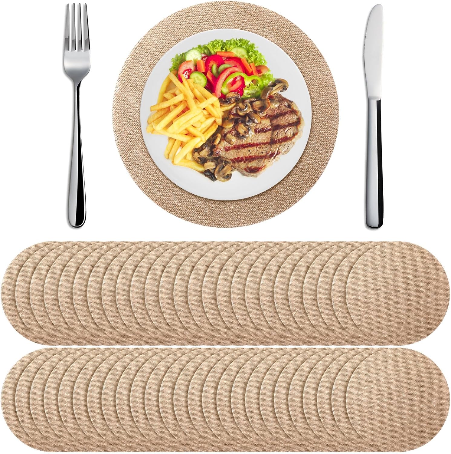Mifoci 100 Fall Burlap Placemats 118 Inch Reusable Round Table Mats