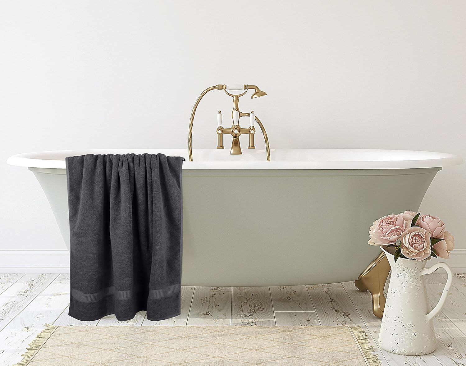 Utopia Towels Jumbo Bath Sheet 2 Pack 600 GSM Grey