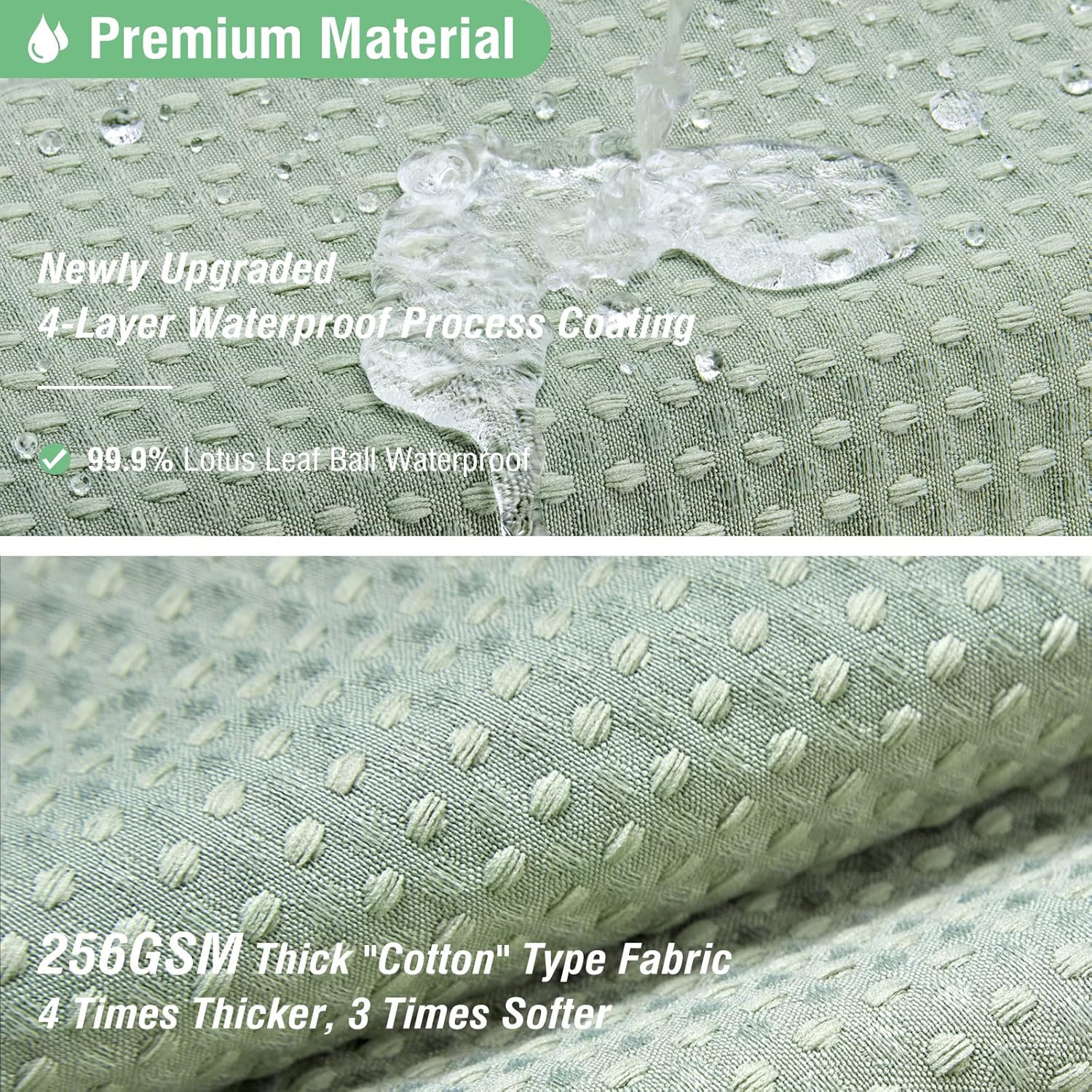 Dynamene Sage Green Waffle Shower Curtain Set