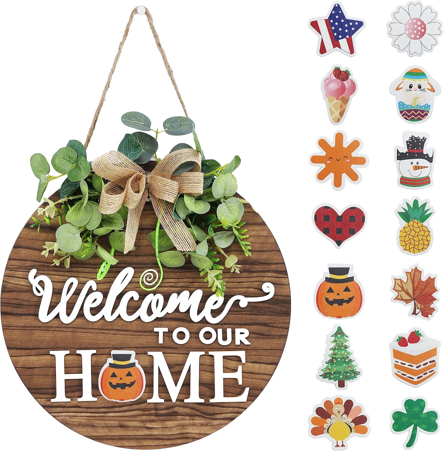 Interchangeable Seasonal Welcome Sign for Front Door