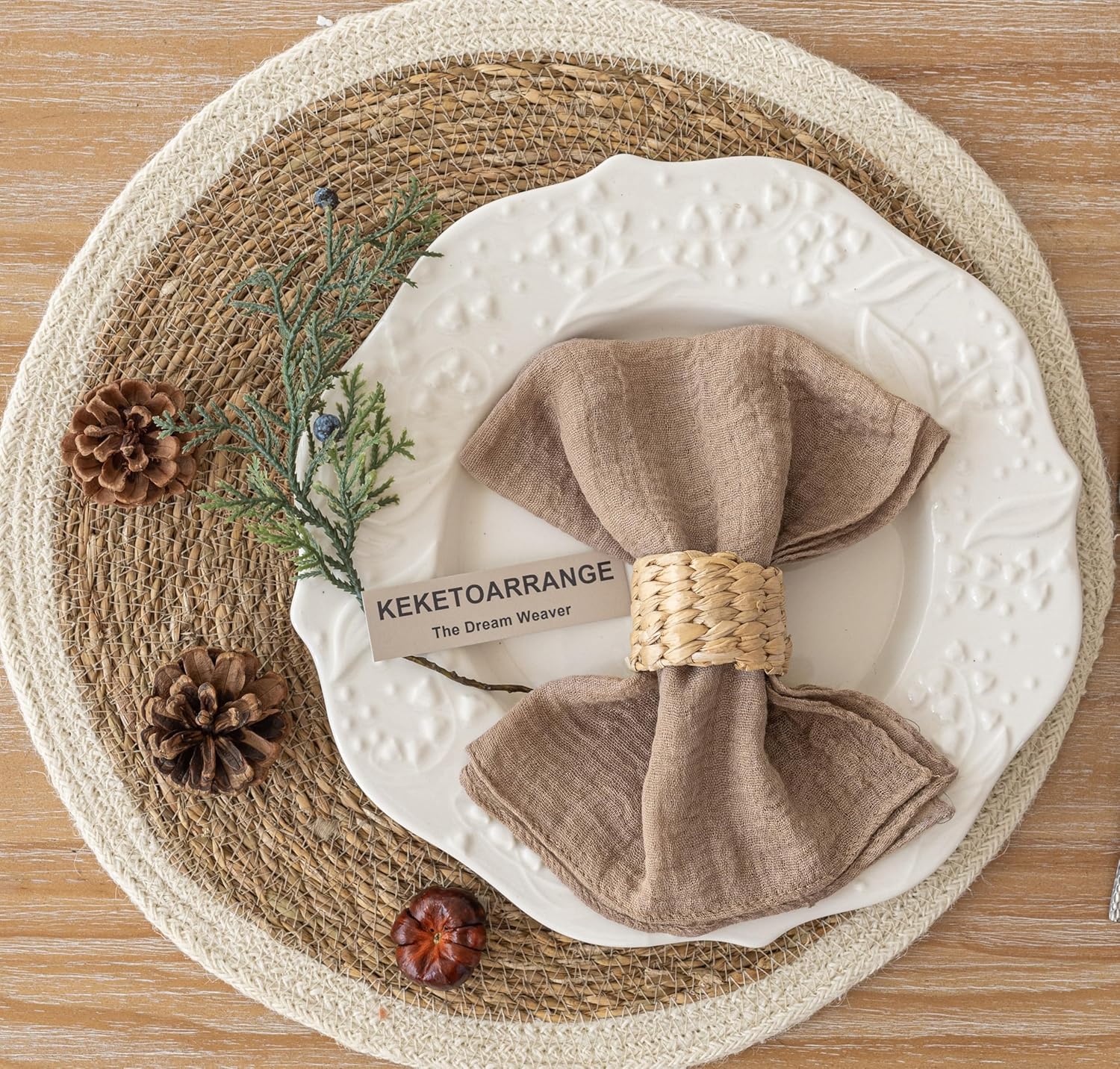 Keketoarrange Cheesecloth Napkins 17x17 Inches Reusable Bulk Set of 6 Nude