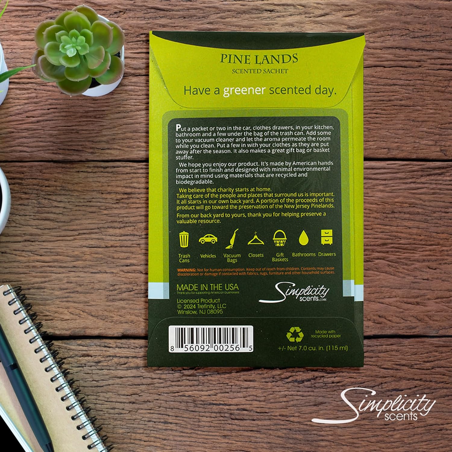 Simplicity Scents Pine Lands Scented Sachets 6 Pack