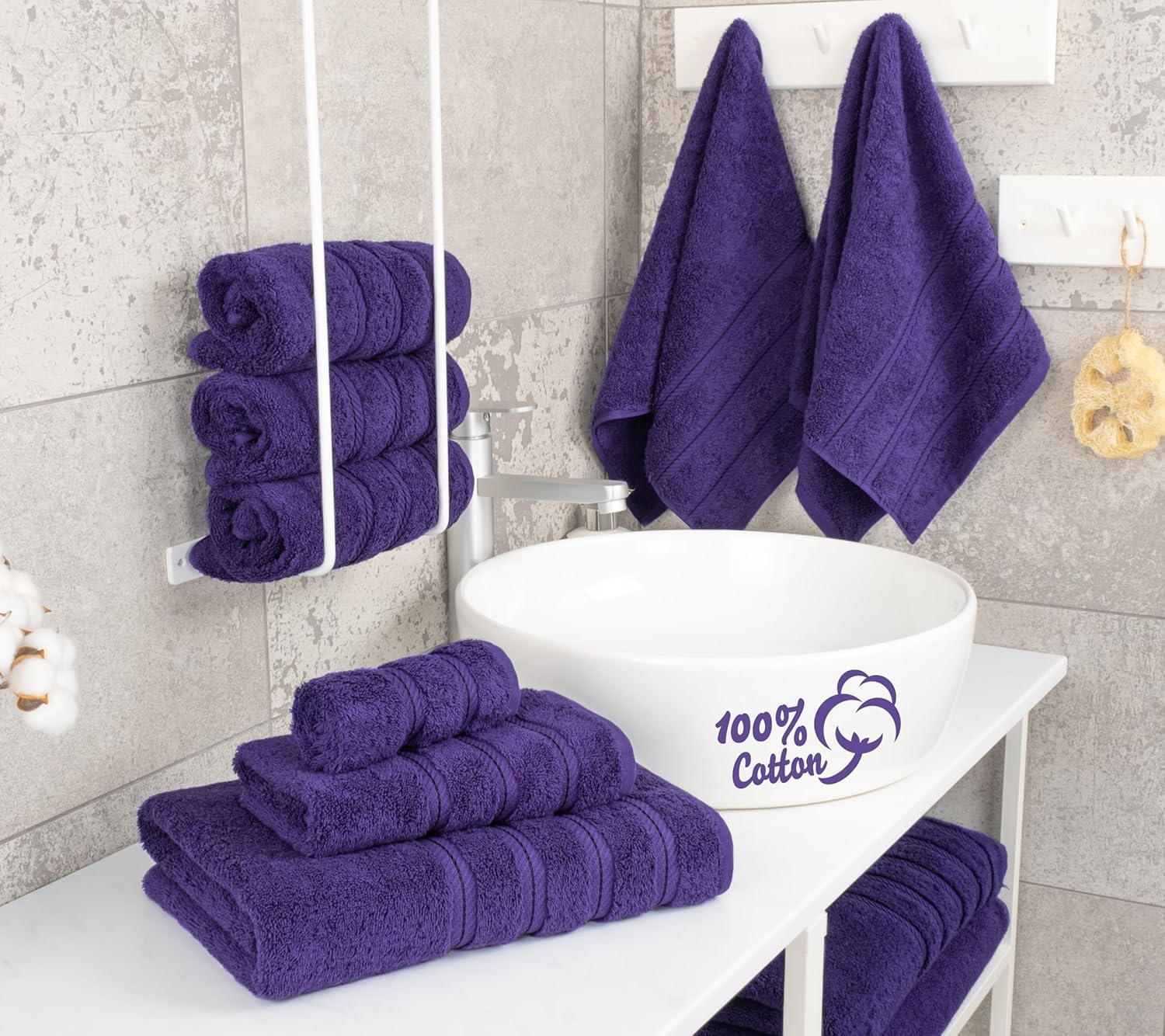 American Soft Linen Purple 6 Piece Towel Set