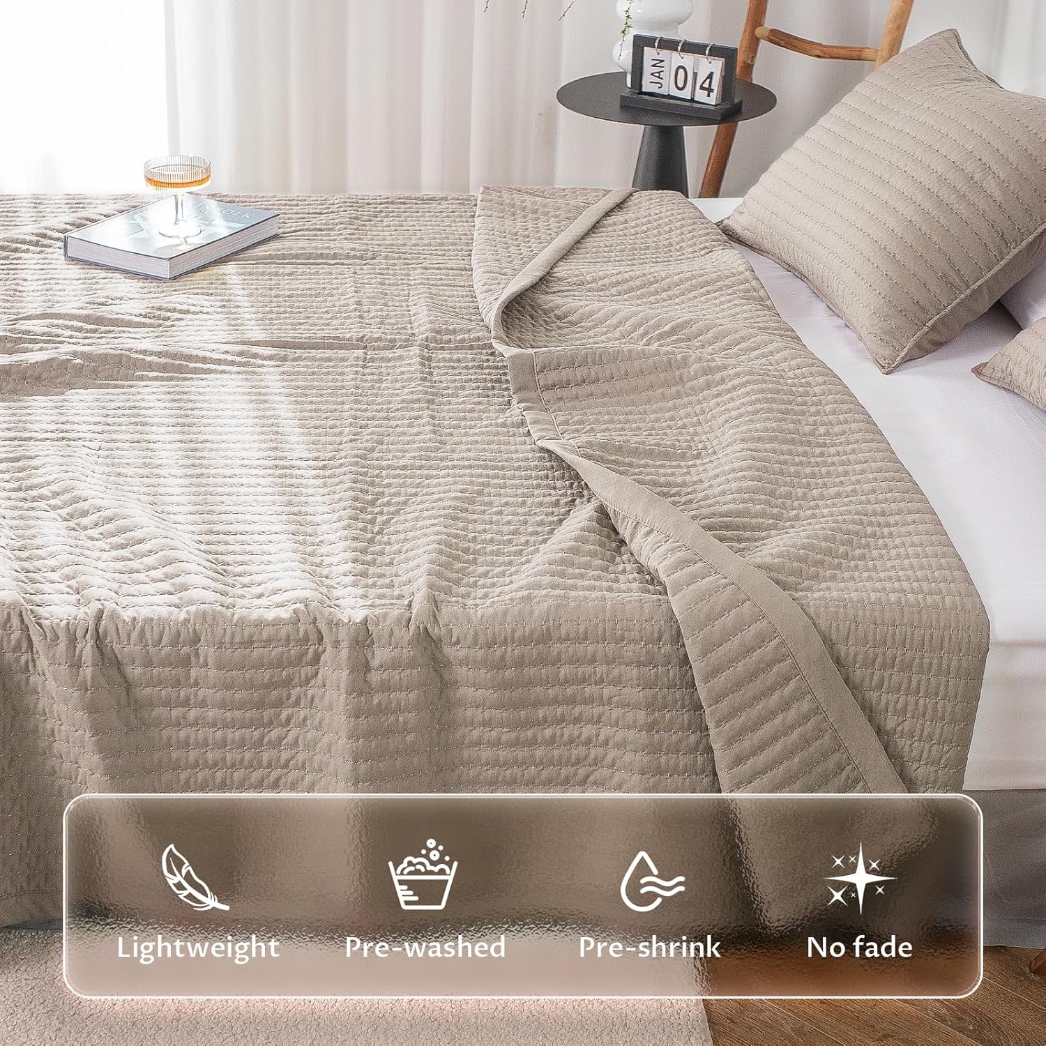 KASENTEX Quilt Bedding Set Camel Oversized Queen 2 Shams