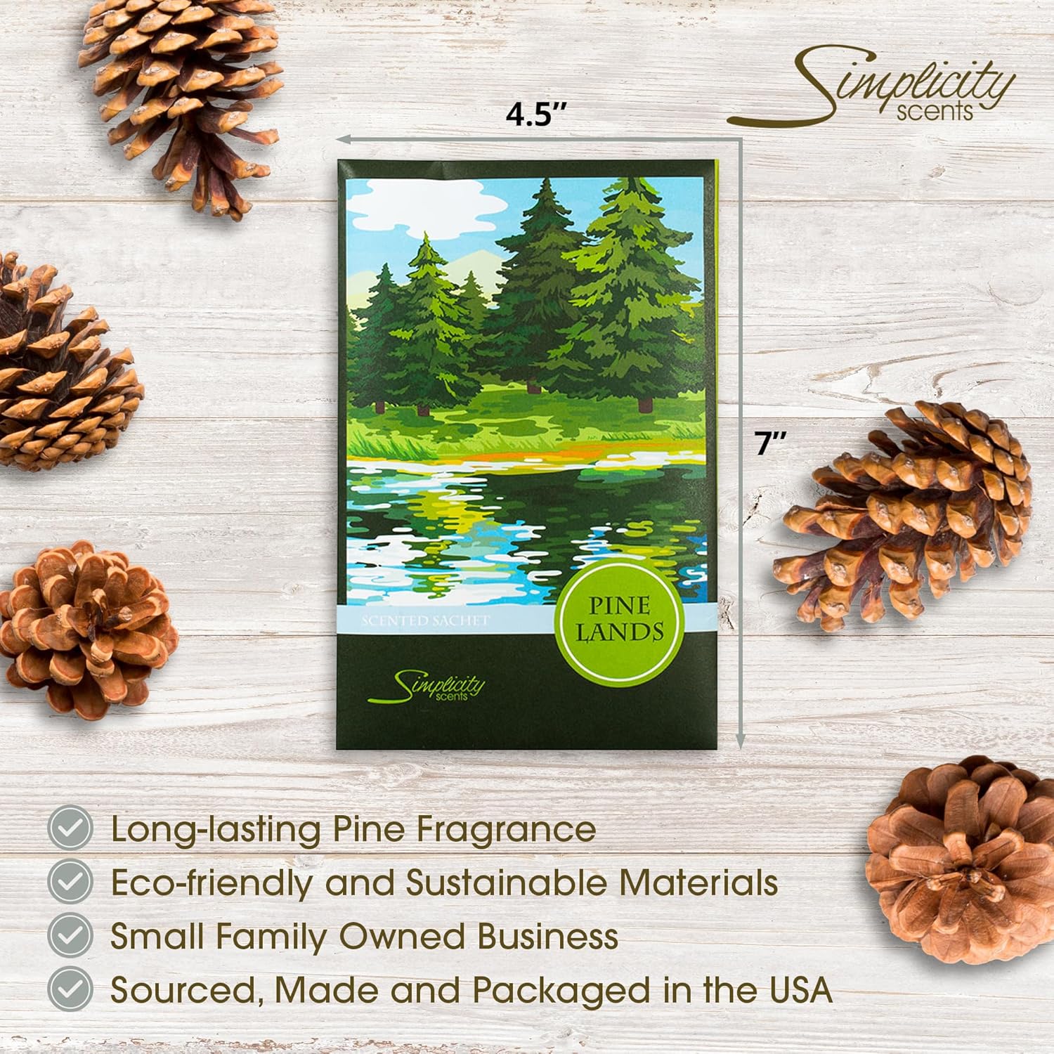 Simplicity Scents Pine Lands Scented Sachets 6 Pack
