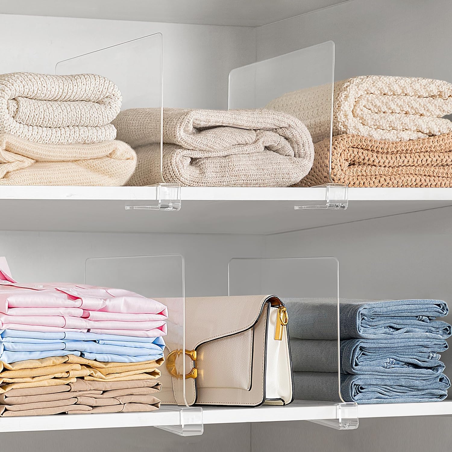 HBlife 6-Pack Shelf Dividers for Closet and Bookshelf Organization