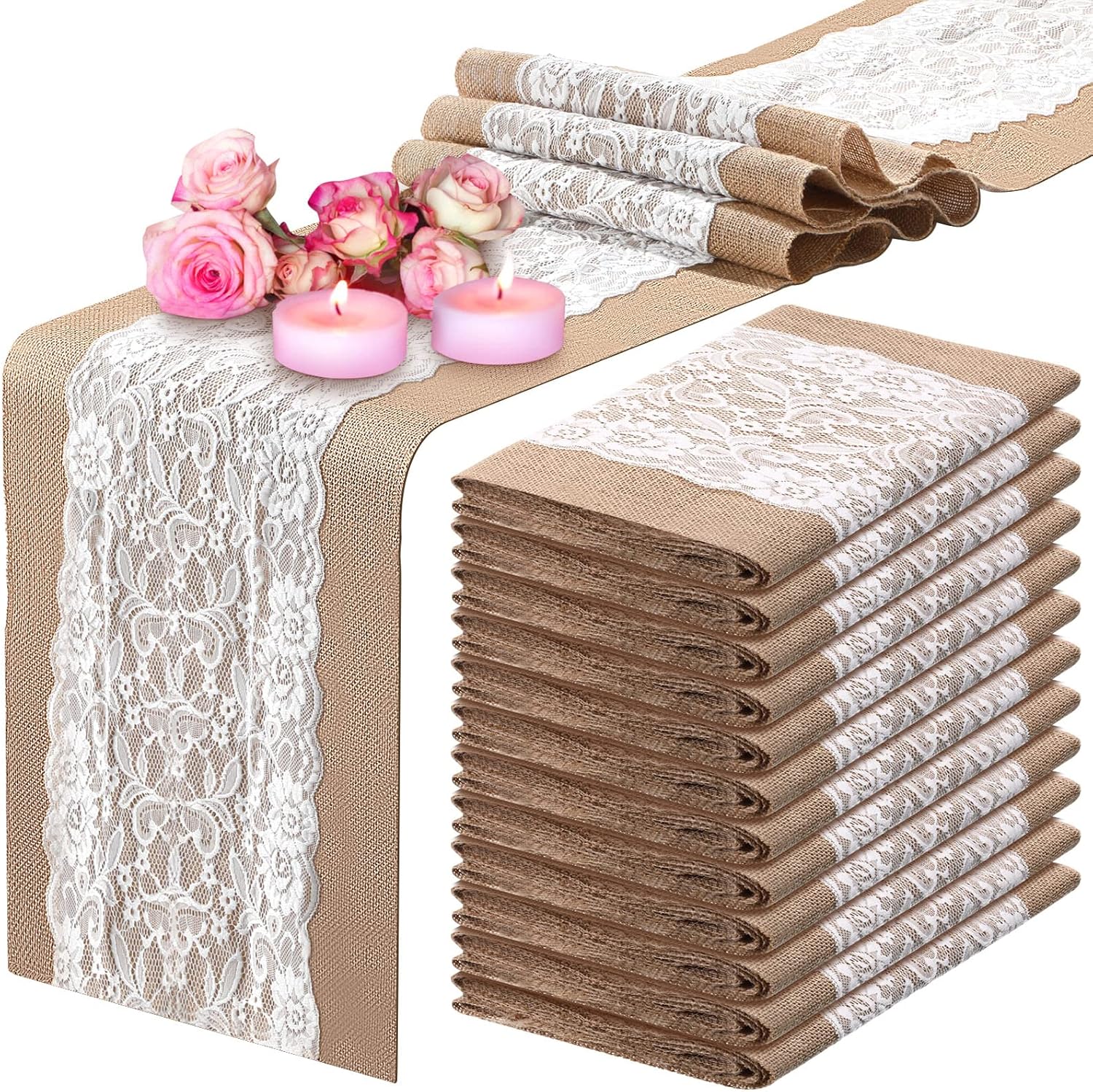 Chumia 12 Pack Rustic Jute Table Runner