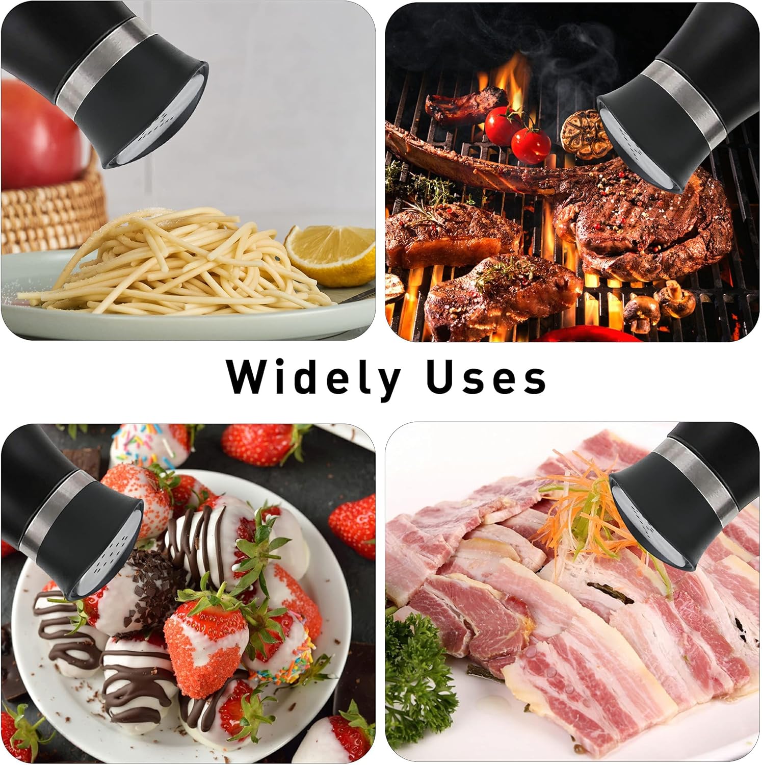 Lonffery Salt and Pepper Shakers Set of 2 Black