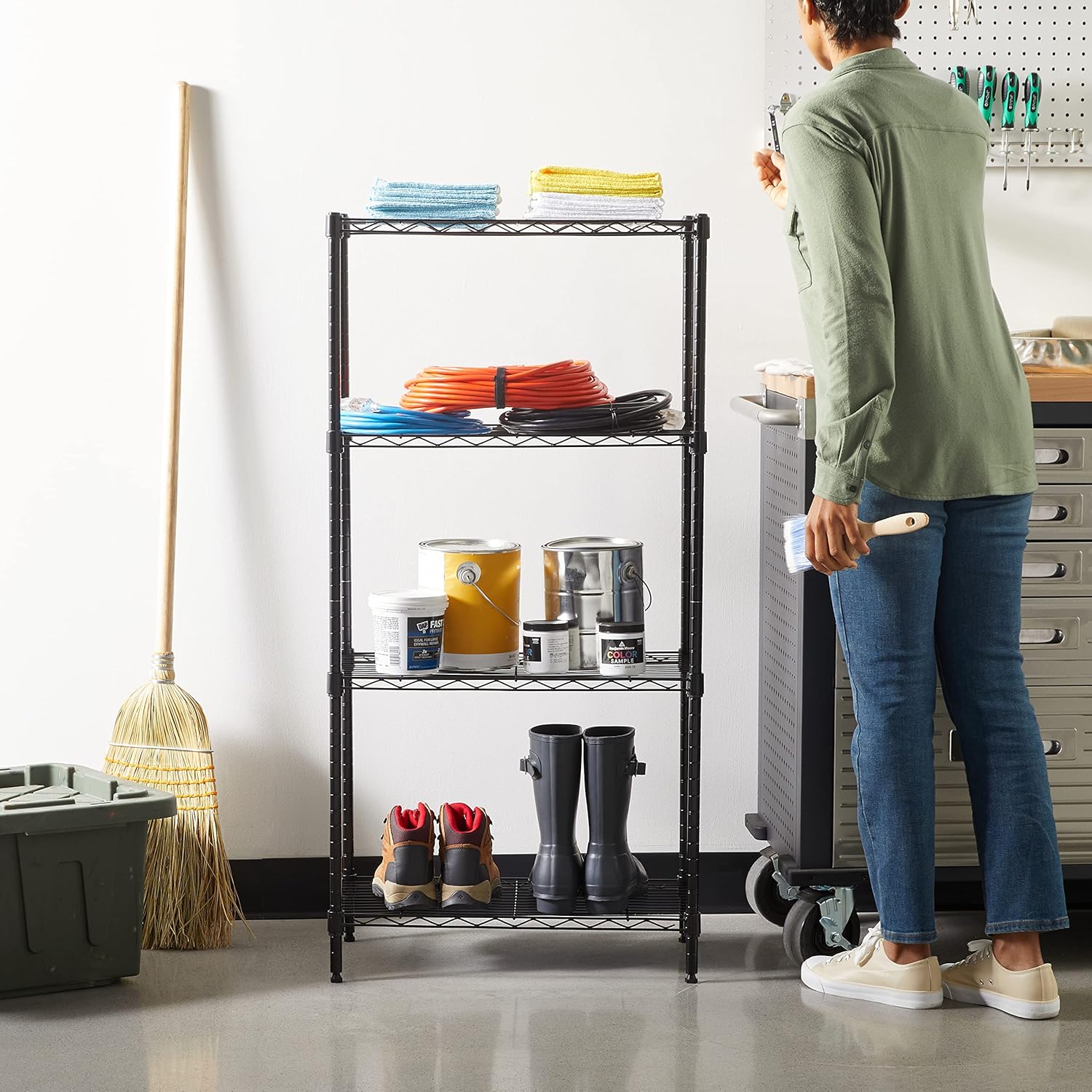 Amazon Basics 4 Shelf Steel Wire Storage Rack Black 48 Inches
