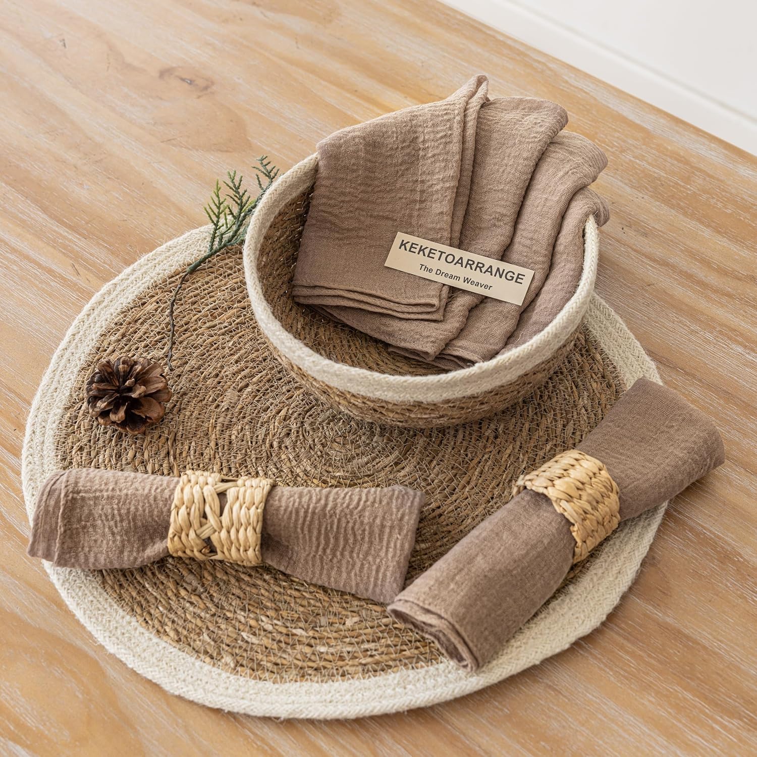 Keketoarrange Cheesecloth Napkins 17x17 Inches Reusable Bulk Set of 6 Nude