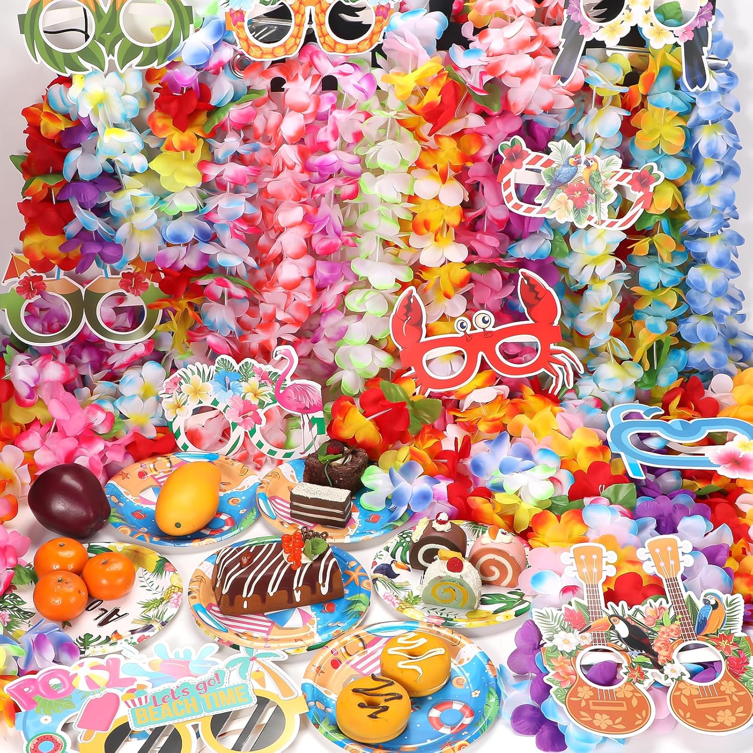 Atonofun 80 PCS Hawaiian Party Decor Accessory Pack