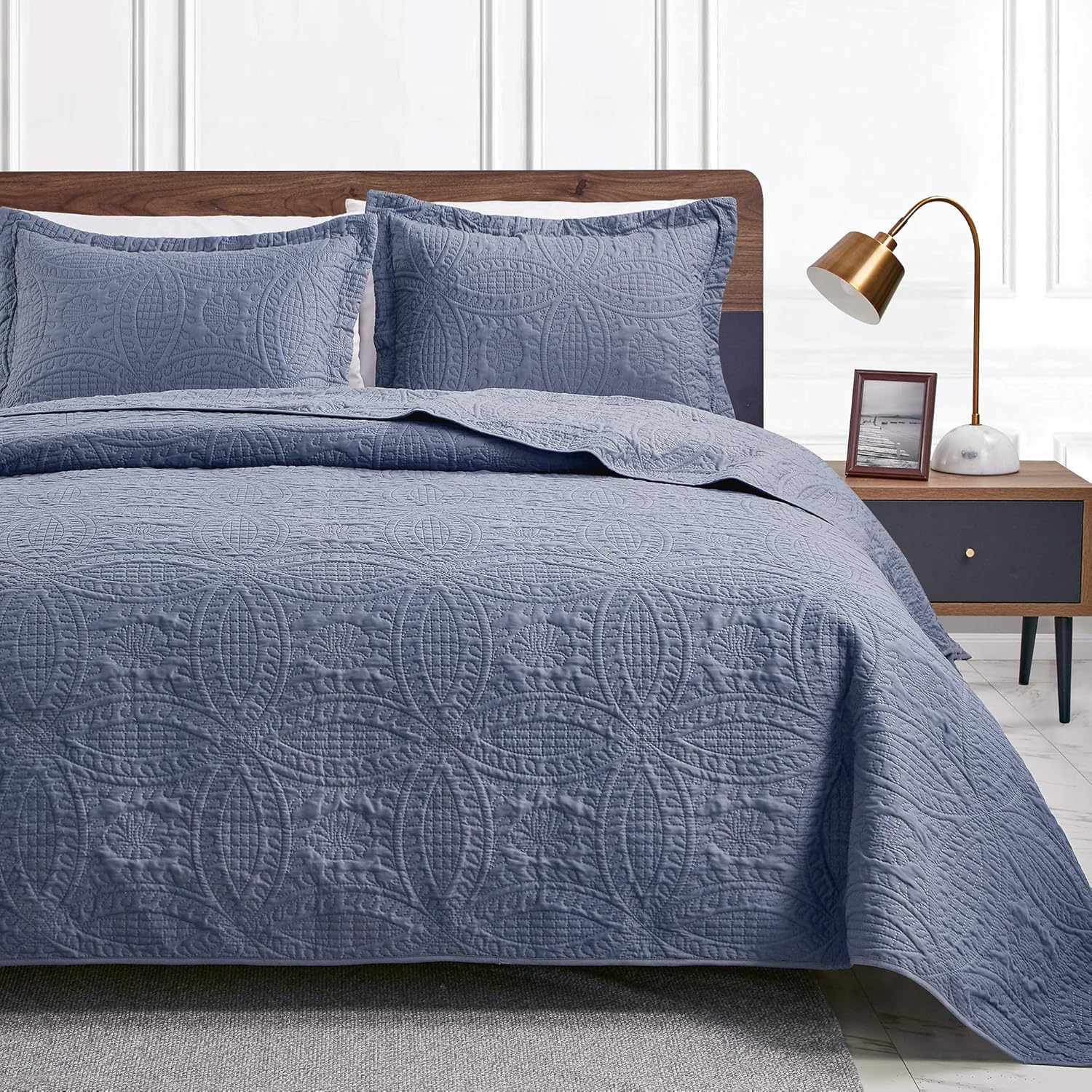 Loves Cabin King Size Quilt Set Blue Bedspreads