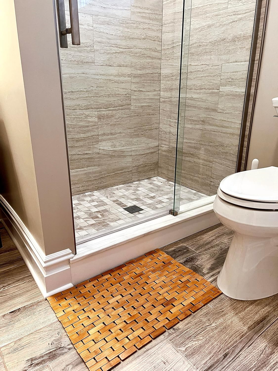 Mind Reader Bamboo Roll-Up Bath Mat
