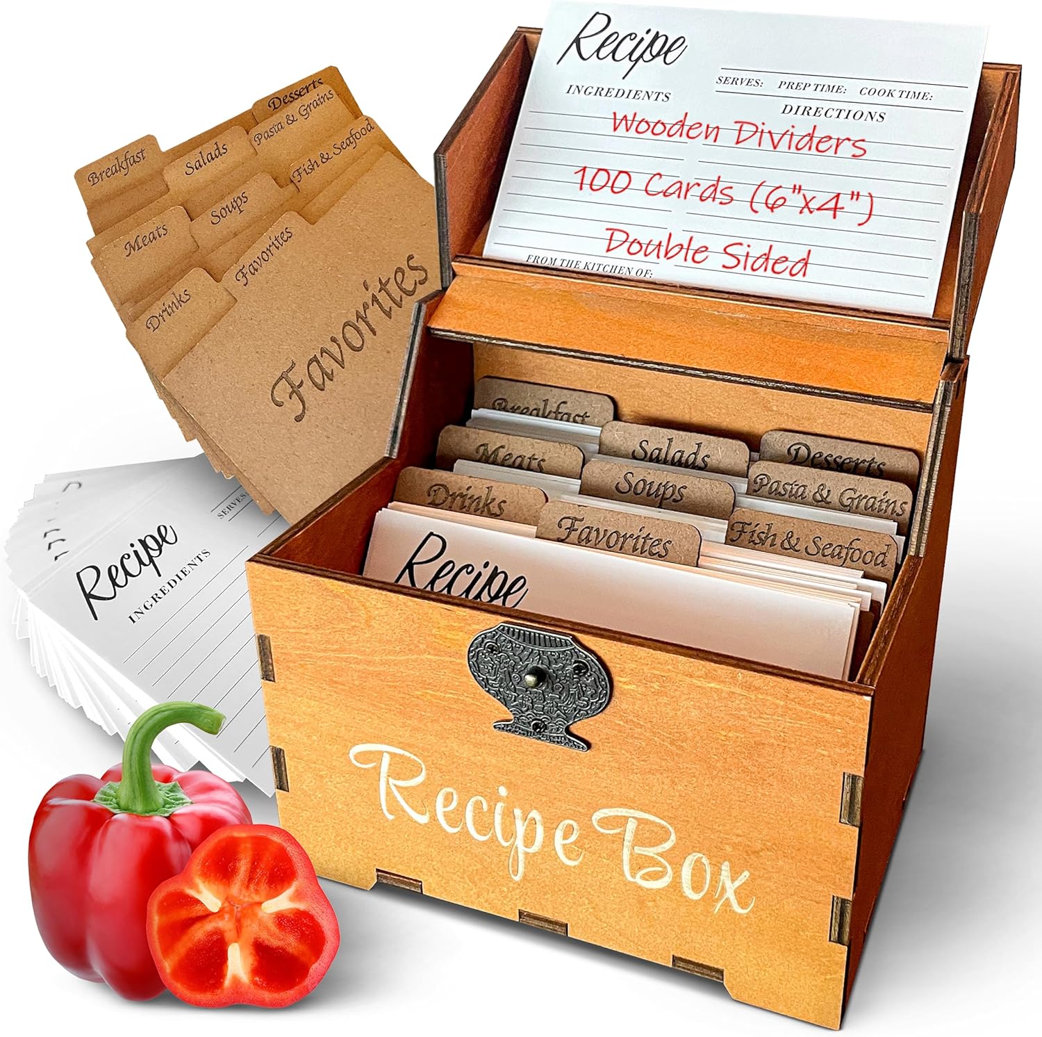 Albino Monkey Recipe Holder with 100 Cards and 9 Dividers