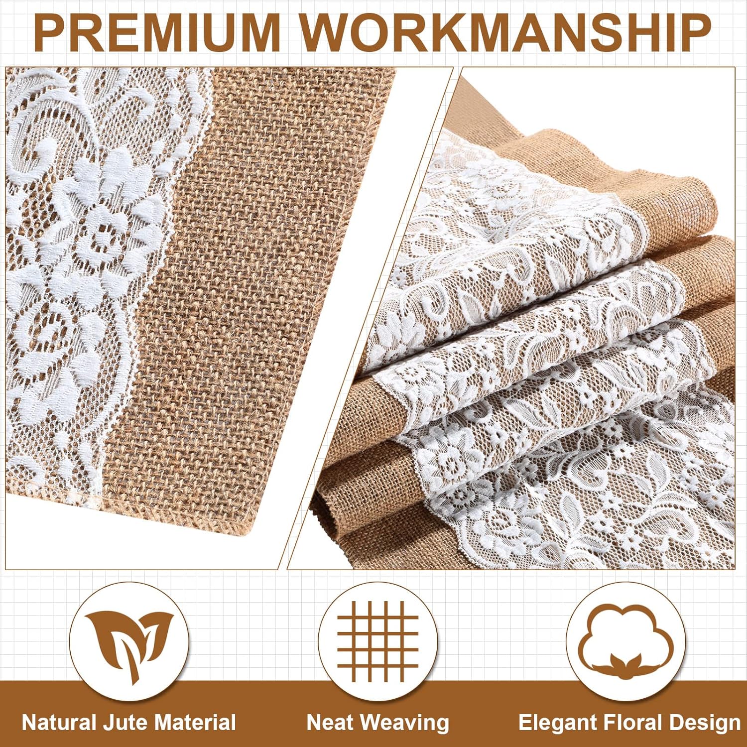 Chumia 12 Pack Rustic Jute Table Runner
