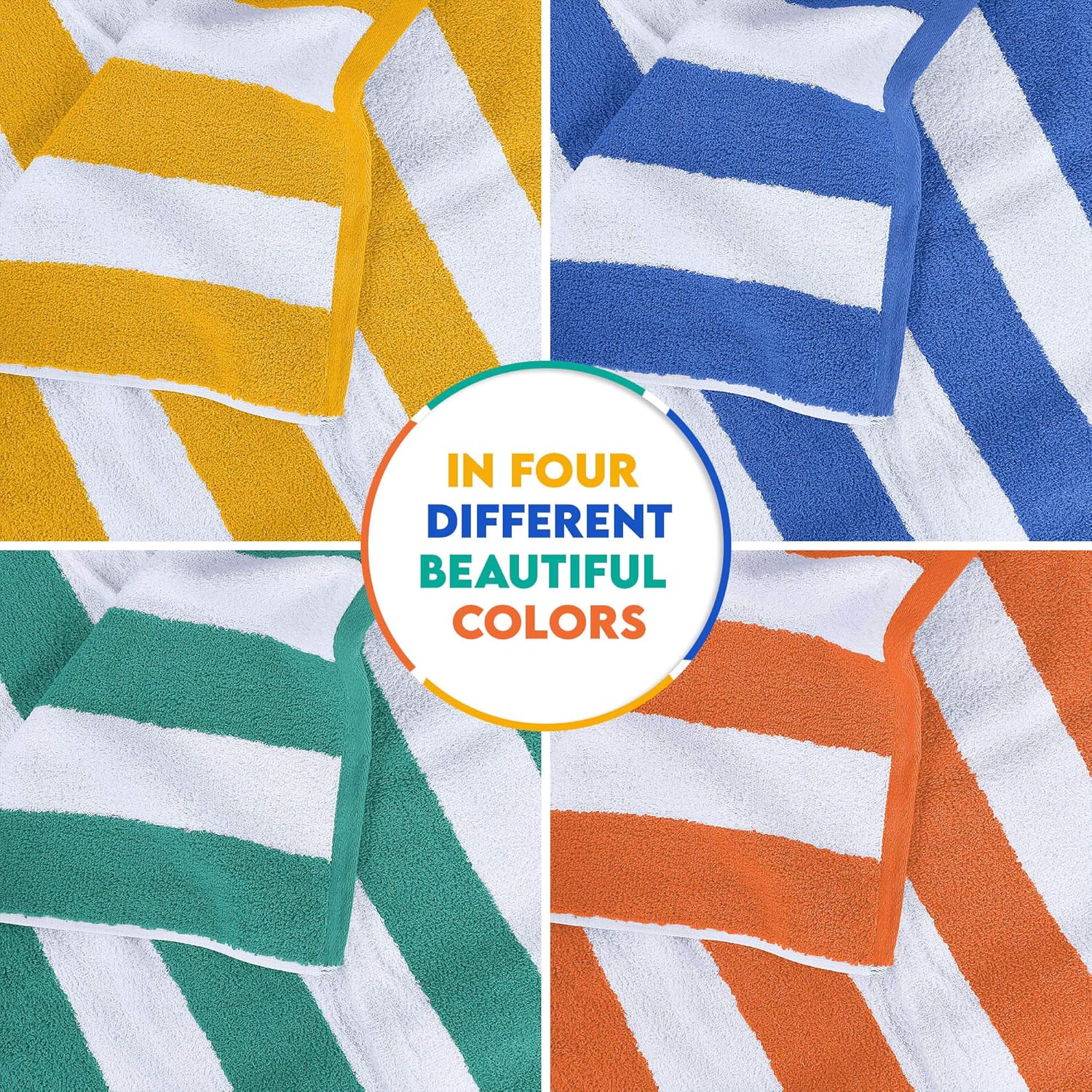 Utopia Towels 4 Pack Cabana Stripe Beach Towels 30x60 Inches