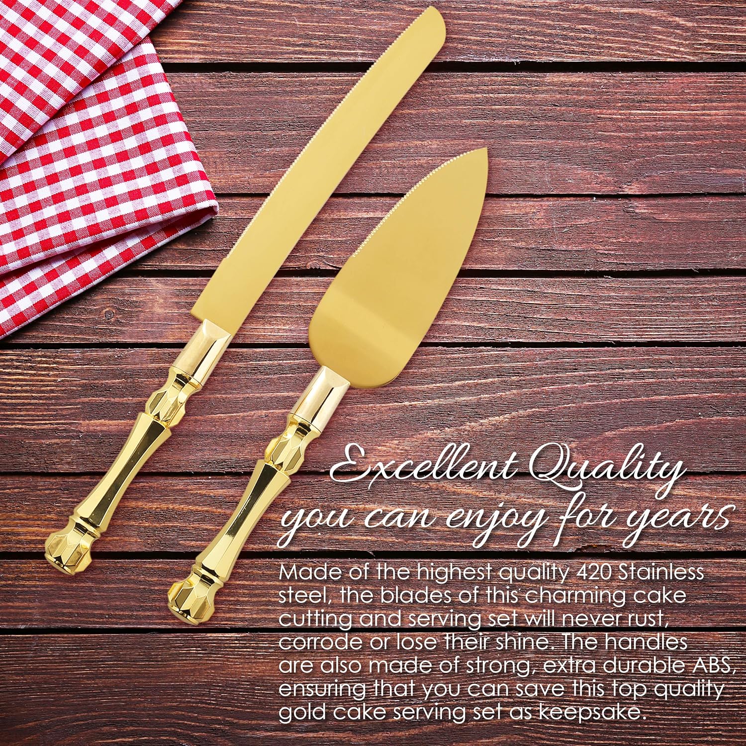 Homi Styles Gold Elegant Cake Knife and Server Set