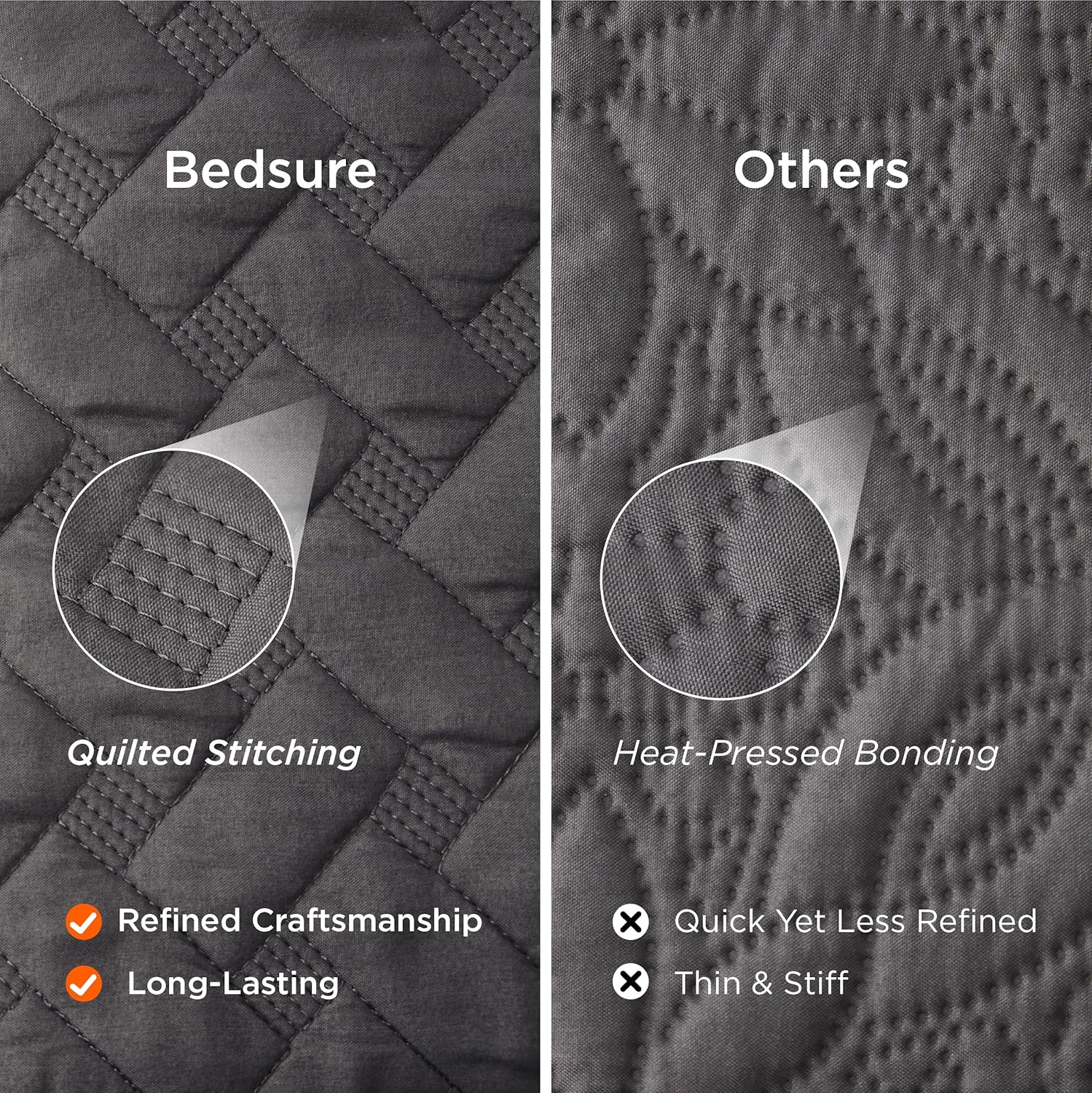 Bedsure Queen Size Quilt - Grey Basket Weave Bedspread with Soft Touch
